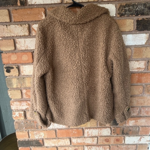 Free People So Soft Cozy Peacoat Teddy Sherpa Coat in Camel/Brown - Picture 11 of 13